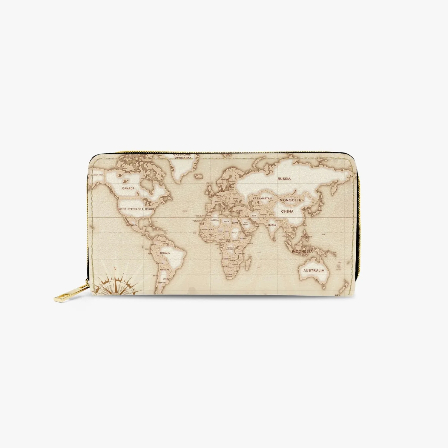 Long Type Zipper Purse, World Map, awd-1355