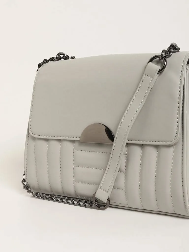 LOV Grey Chain-Trimmed Crossbody Bag