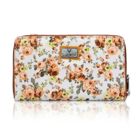 LuckOn Flower Faux Leather Women Clutch Orange