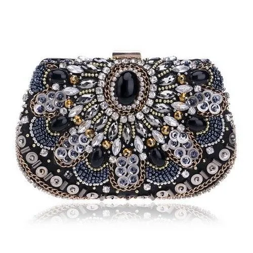 Luxy Moon Rhinestone Evening Bags Black Diamond Beaded Clutches