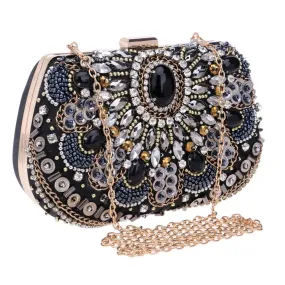 Luxy Moon Rhinestone Evening Bags Black Diamond Beaded Clutches