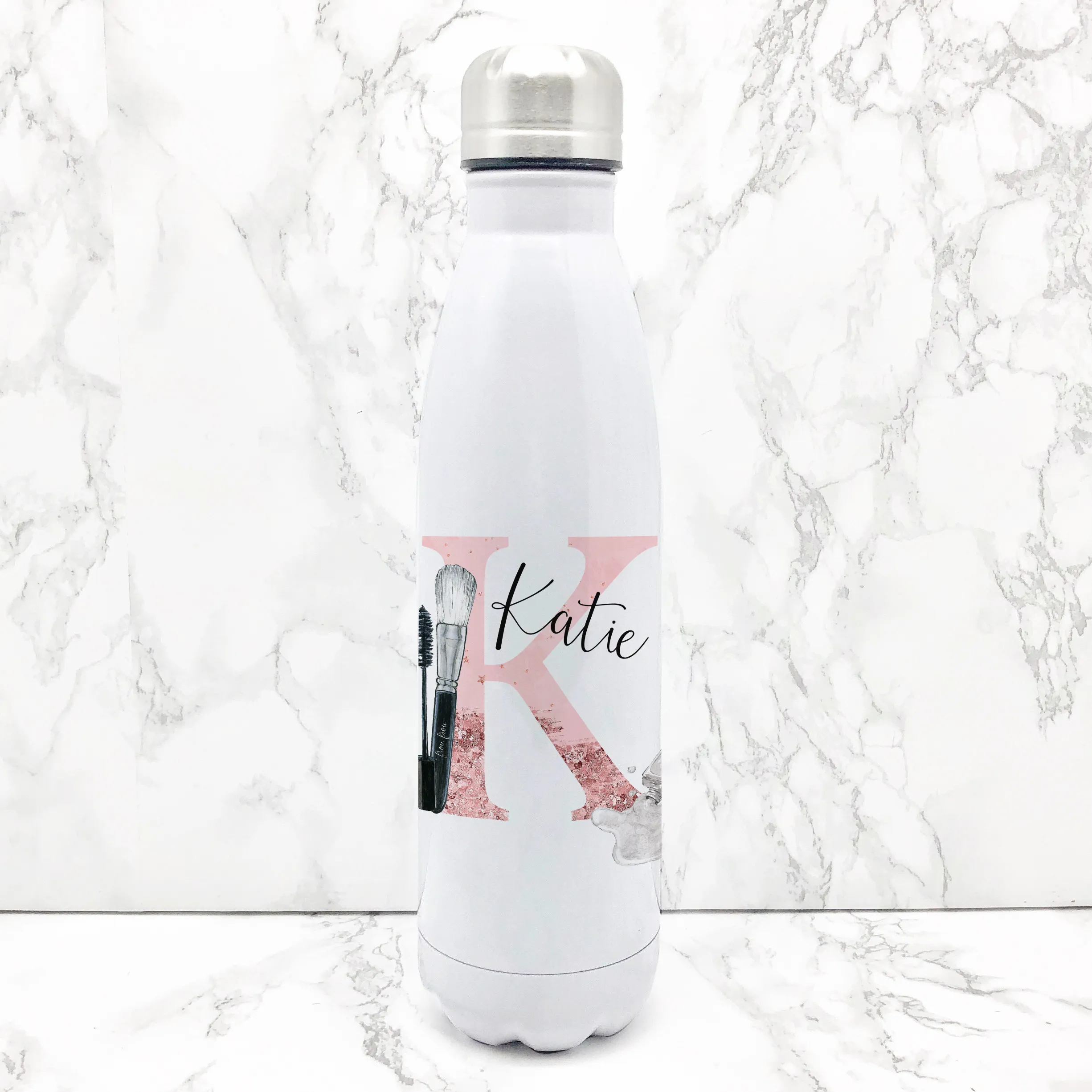 Make Up Alphabet Personalised Travel Flask Water Bottle 500ml