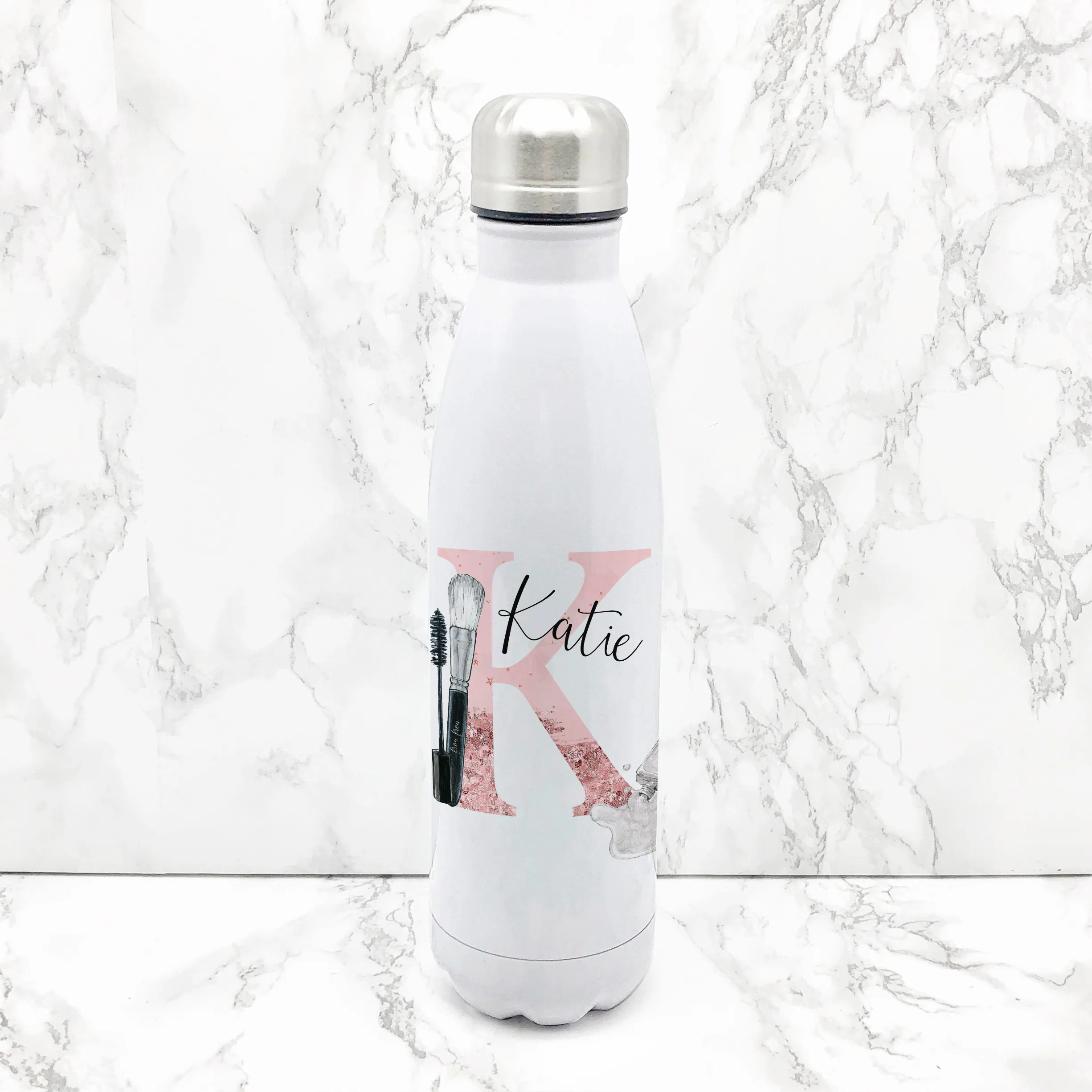 Make Up Alphabet Personalised Travel Flask Water Bottle 500ml