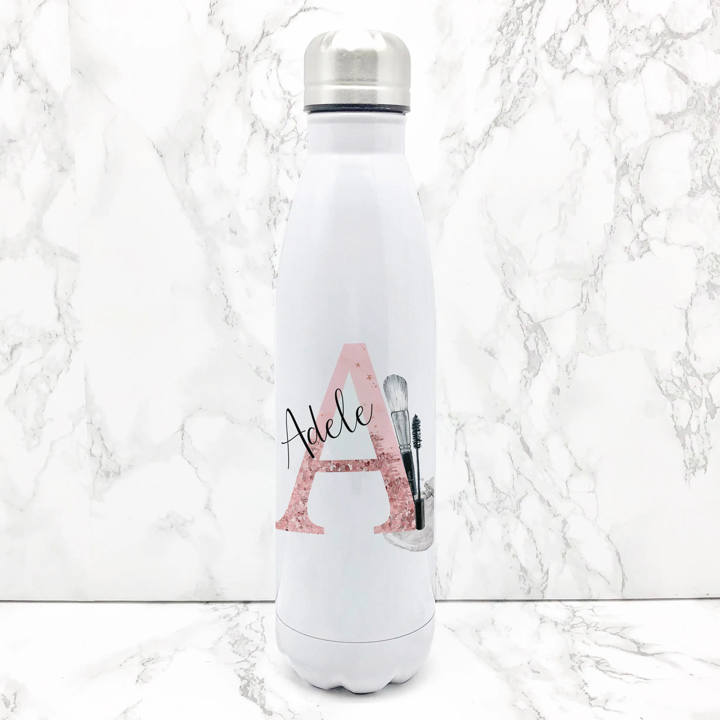 Make Up Alphabet Personalised Travel Flask Water Bottle 500ml