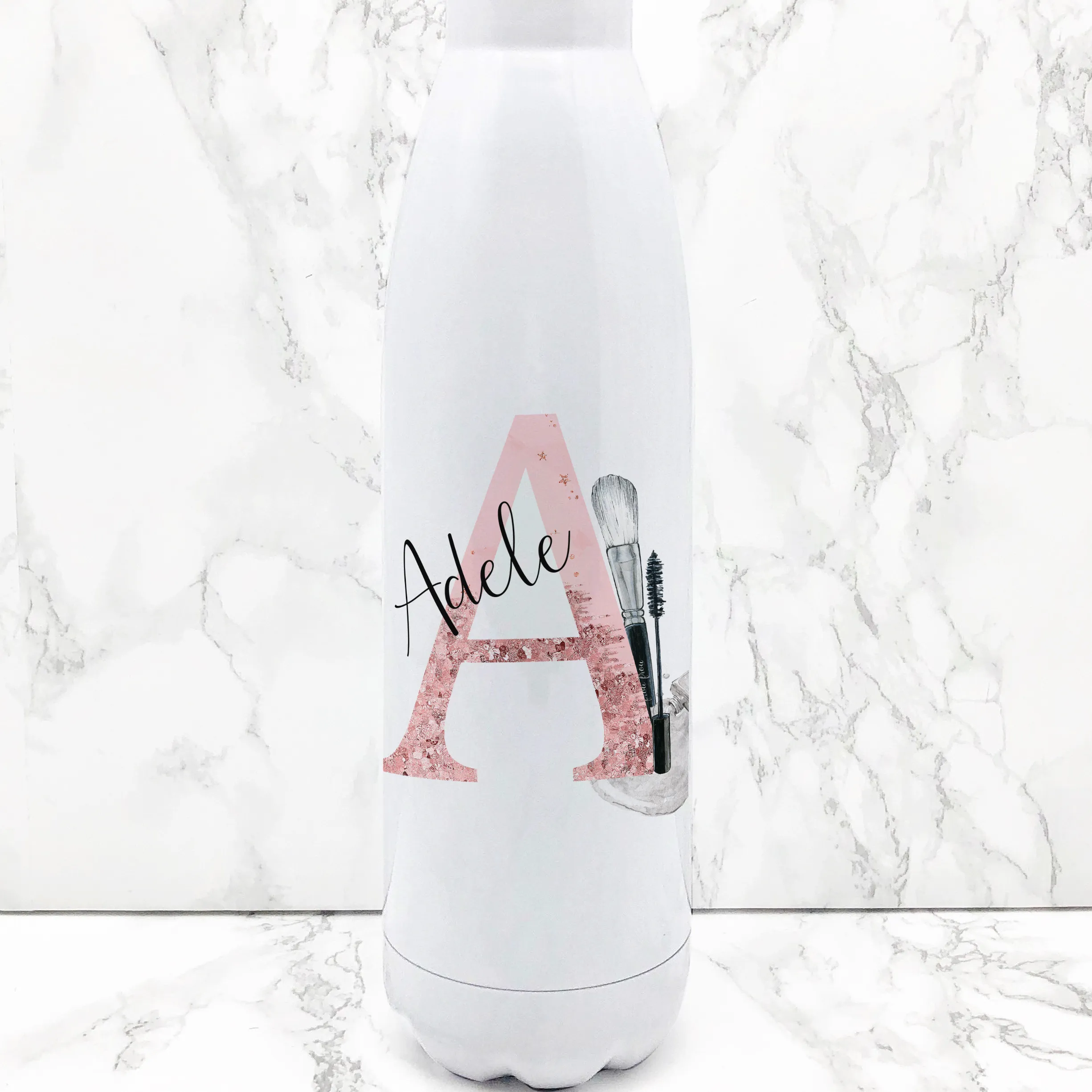 Make Up Alphabet Personalised Travel Flask Water Bottle 500ml