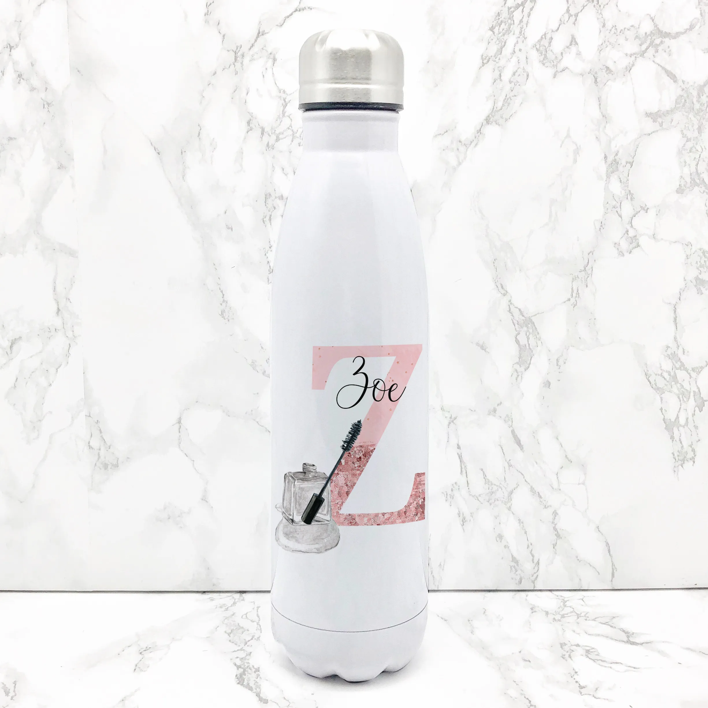 Make Up Alphabet Personalised Travel Flask Water Bottle 500ml