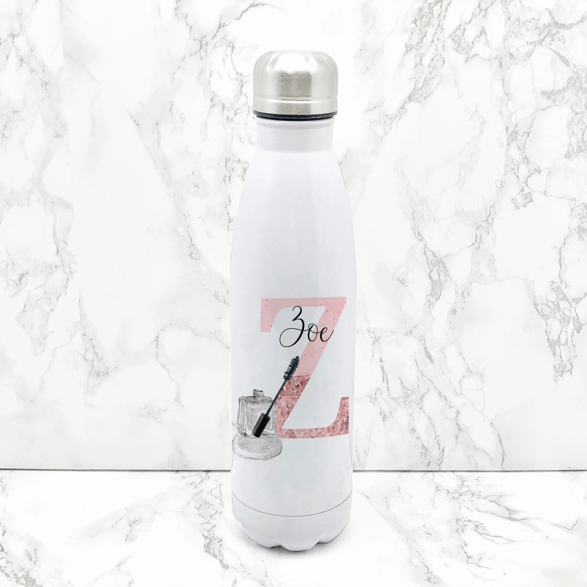 Make Up Alphabet Personalised Travel Flask Water Bottle 500ml