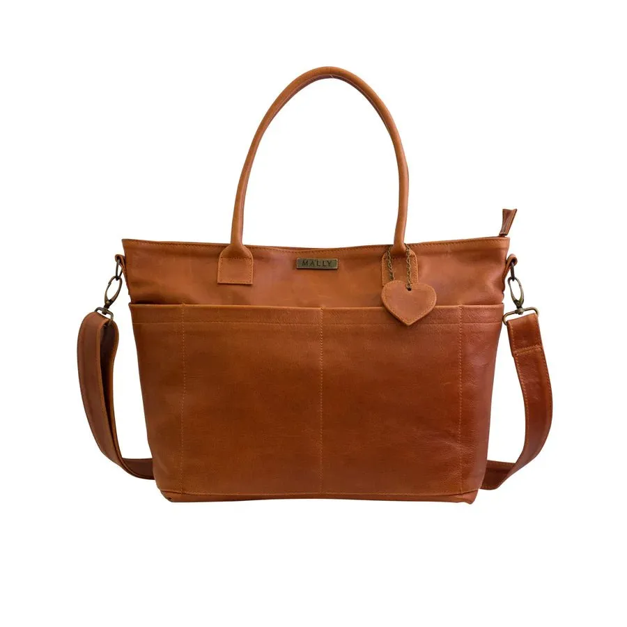 Mally Beula Leather Baby Bag | Toffee