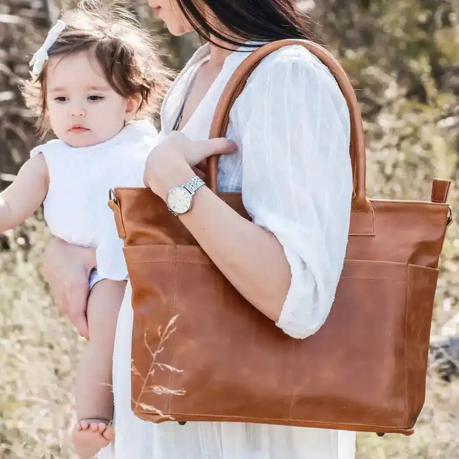 Mally Beula Leather Baby Bag | Toffee