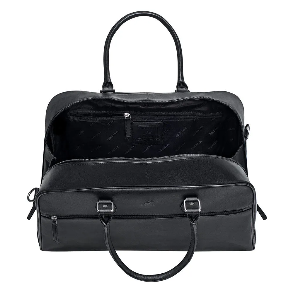 Mancini Leather Classic Duffle Bag, 21.5" x 11" x 14", Black