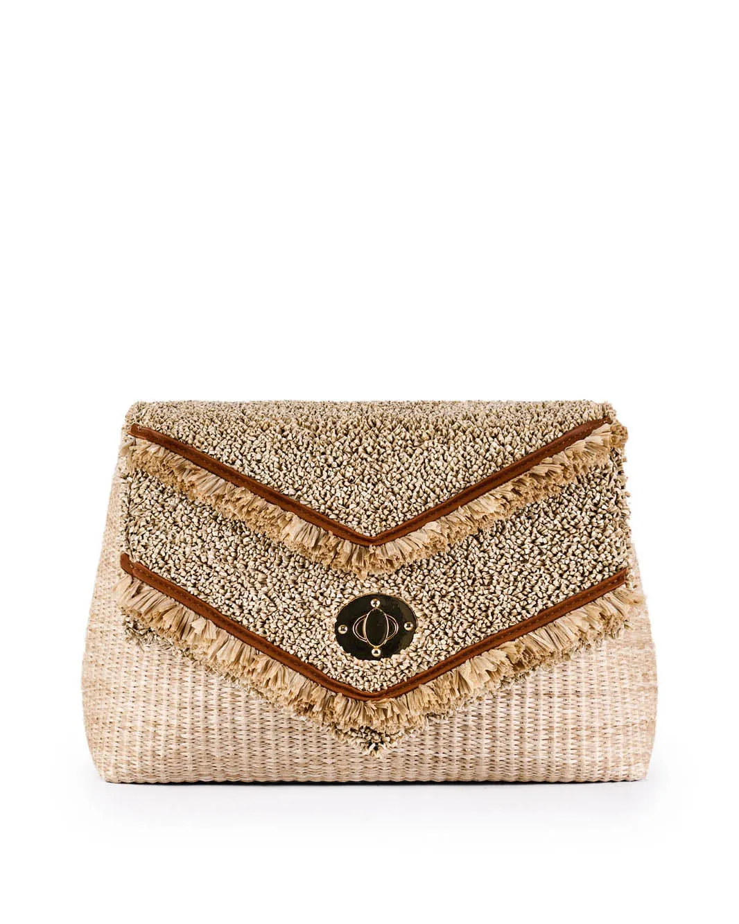 Meghan Rafia Fringe Crossbody Bag in Brown