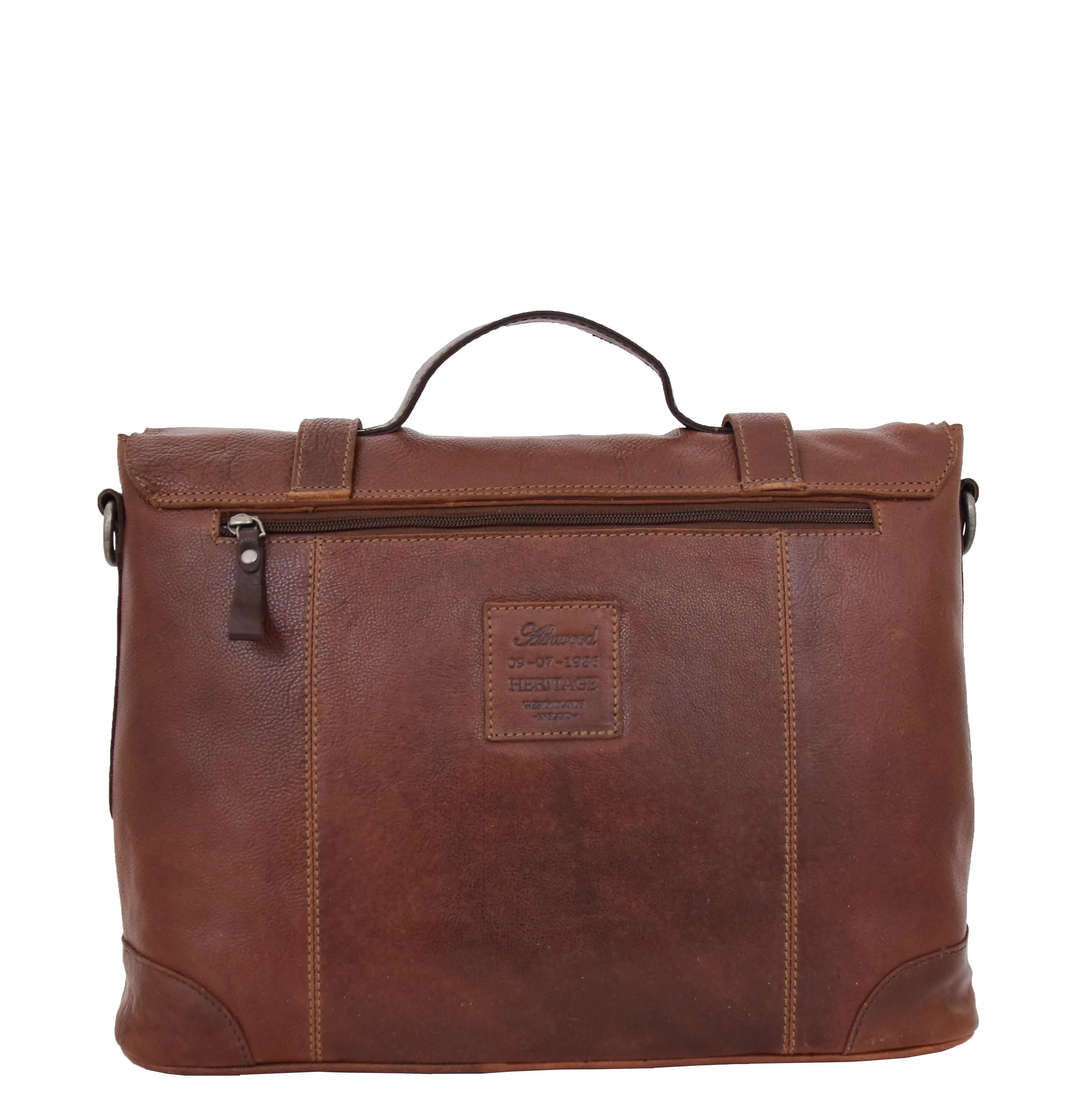 Mens Leather Bag Vintage Style Briefcase Shores Brown