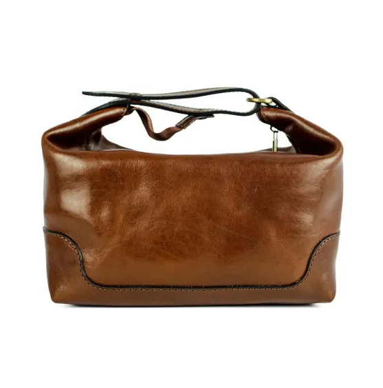 Men's Leather Toiletry Bag - Brown