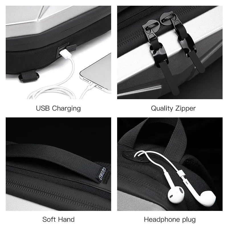 Men's Shoulder USB Charging Crossbody Bag