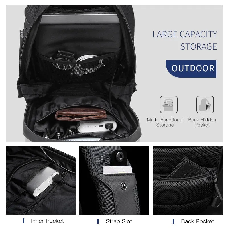 Men's Shoulder USB Charging Crossbody Bag