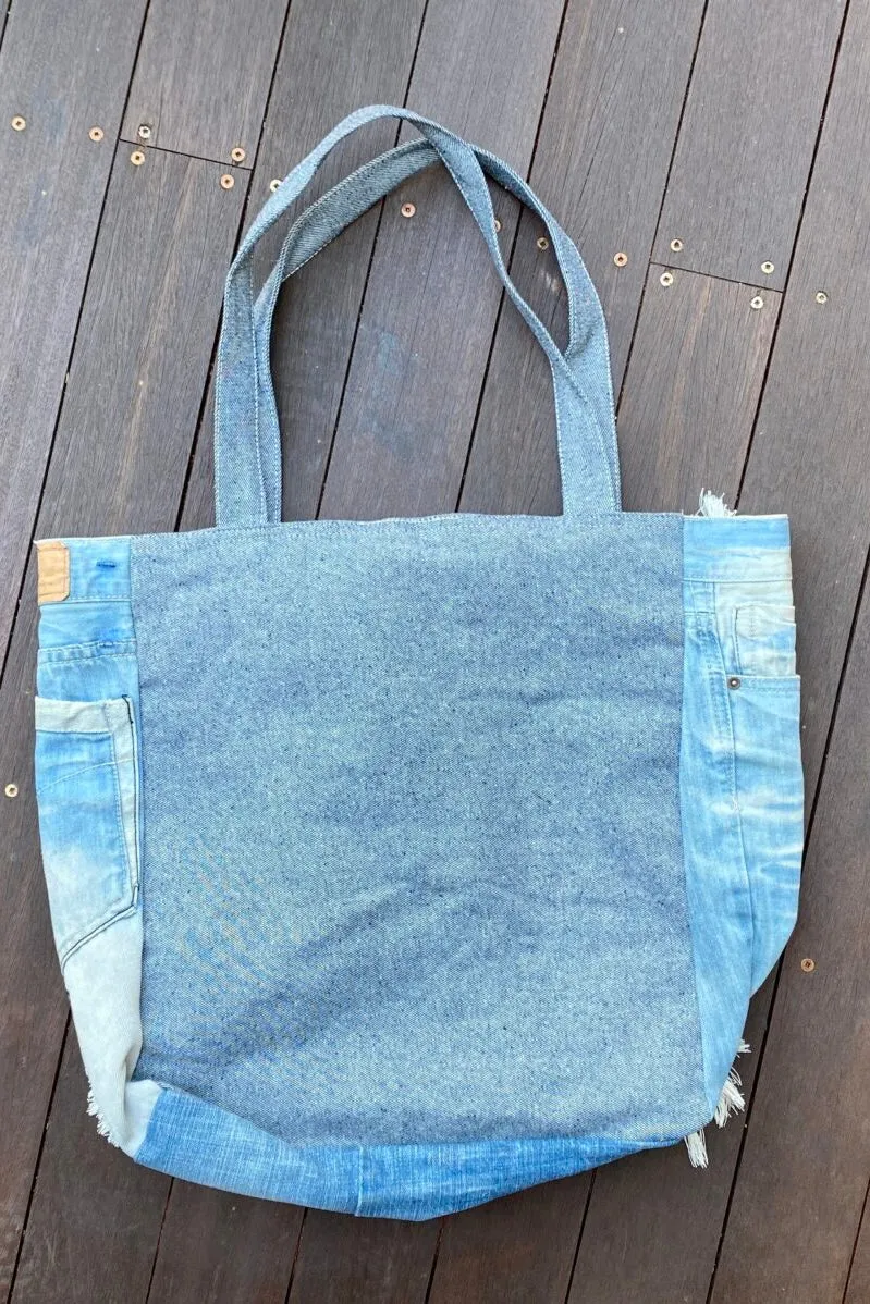 MIND   SOUL VINTAGE DENIM TOTE