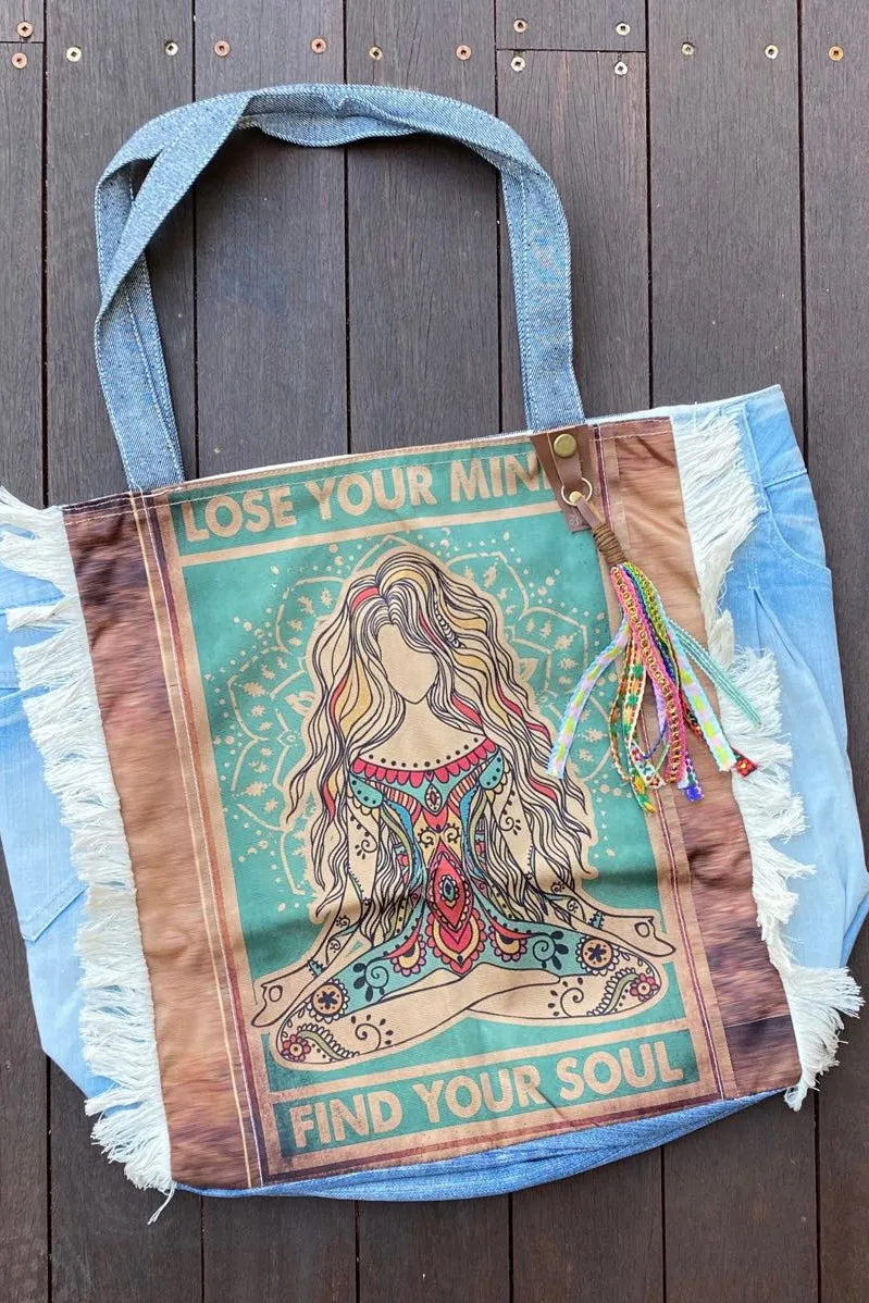 MIND   SOUL VINTAGE DENIM TOTE