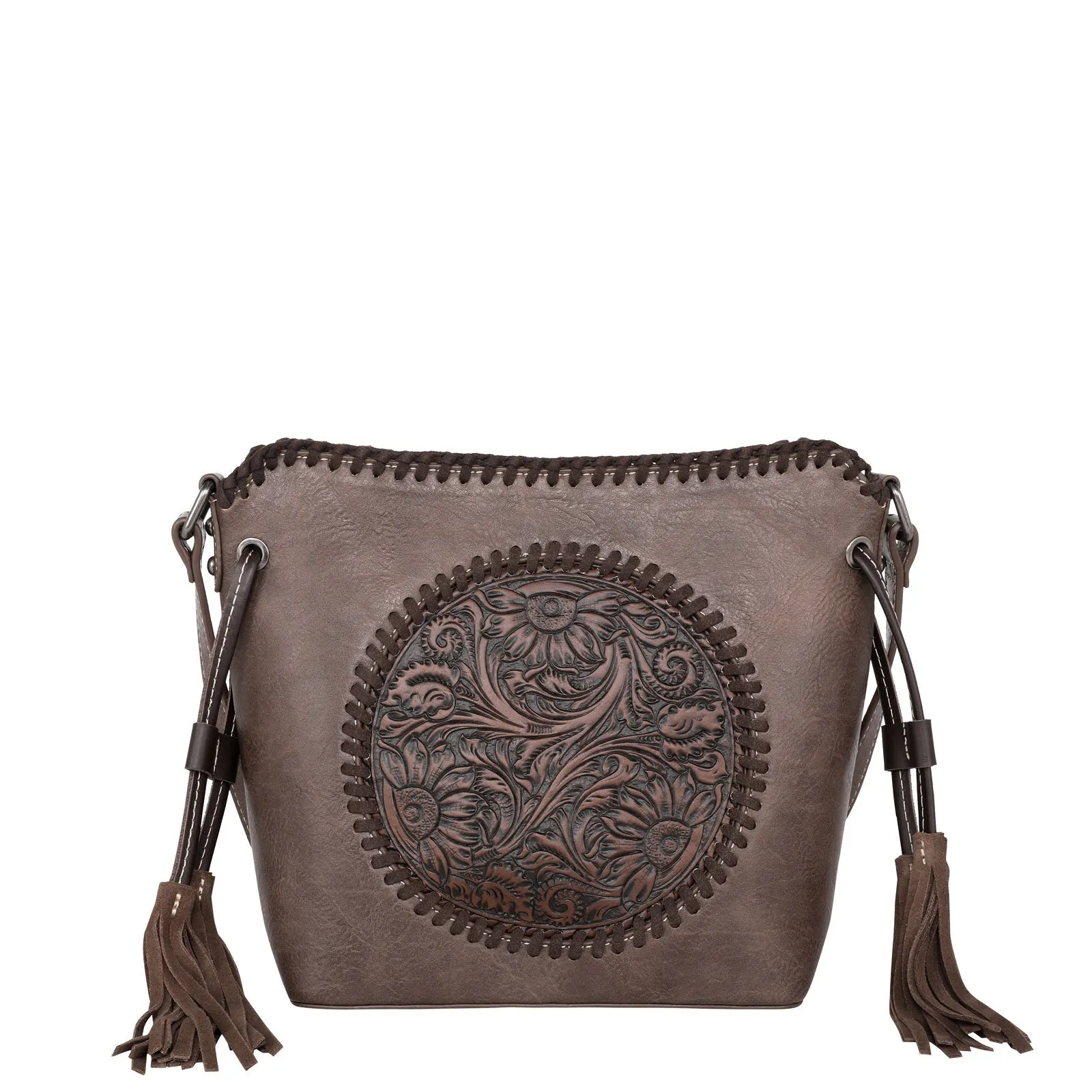 Montana West Fringe Floral Tooled Crossbody Bag