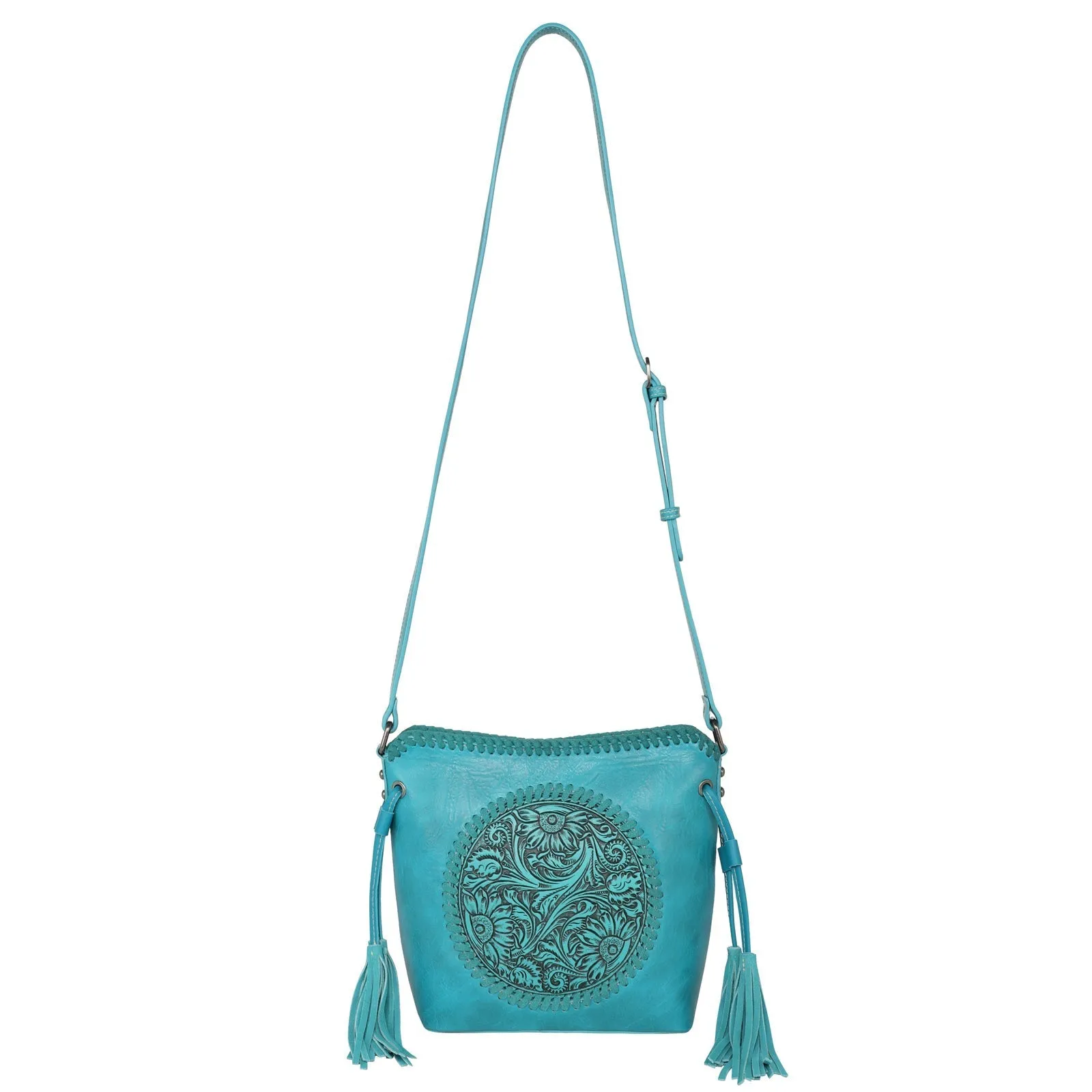 Montana West Fringe Floral Tooled Crossbody Bag