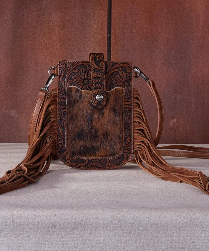 Montana West Hair-On Cowhide Fringe Phone Purse