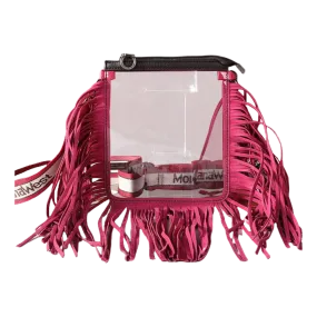 Montana West Ladies Fringe Clear & Hot Pink Stadium Crossbody Bag MW906-A192HPK