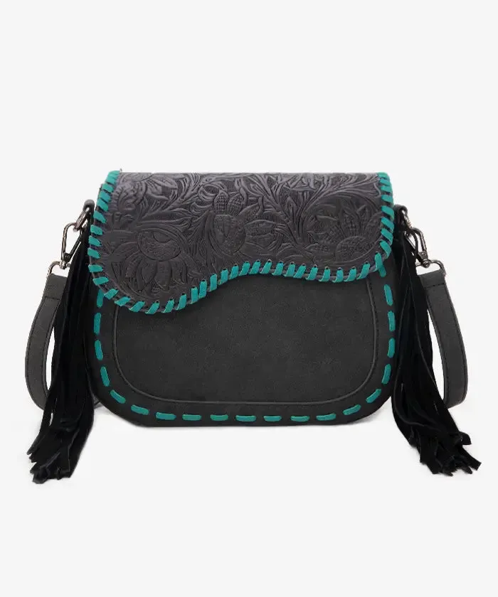 Montana West Tooled Flap Crossbody Bag