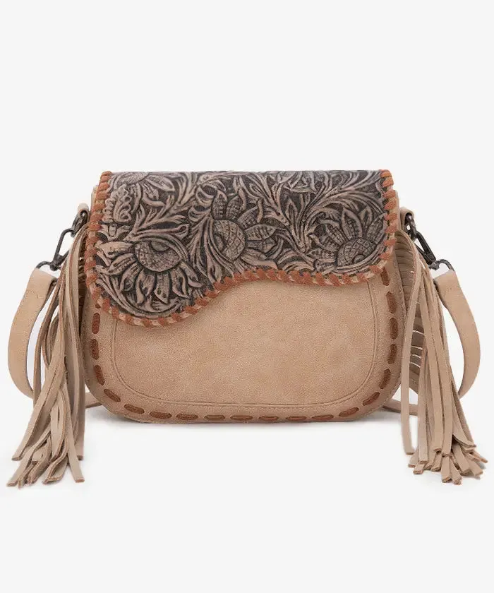 Montana West Tooled Flap Crossbody Bag