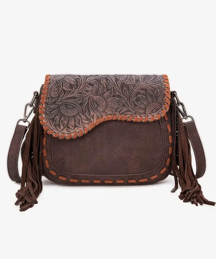 Montana West Tooled Flap Crossbody Bag