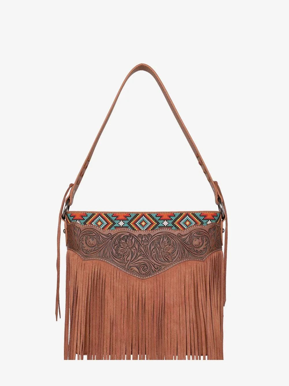 Montana West Vintage Floral Embroidered Aztec Fringe Hobo