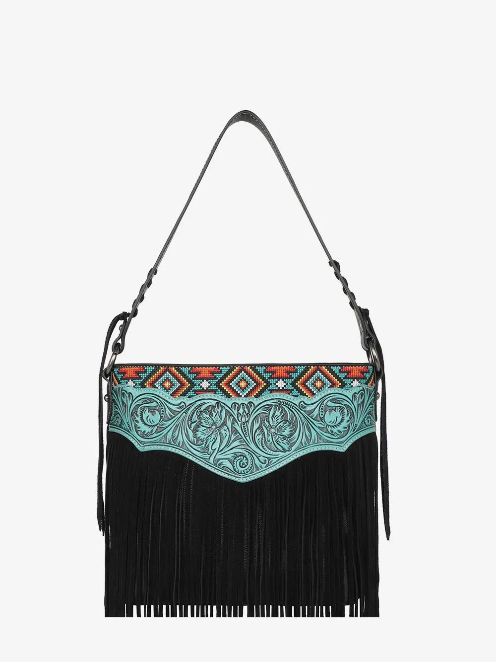 Montana West Vintage Floral Embroidered Aztec Fringe Hobo