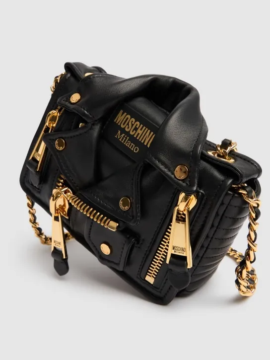 Moschino   Biker leather shoulder bag 