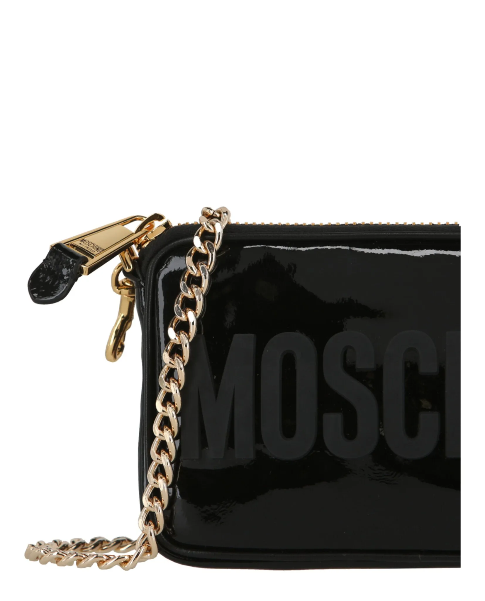 Moschino Patent Leather Logo Shoulder Bag