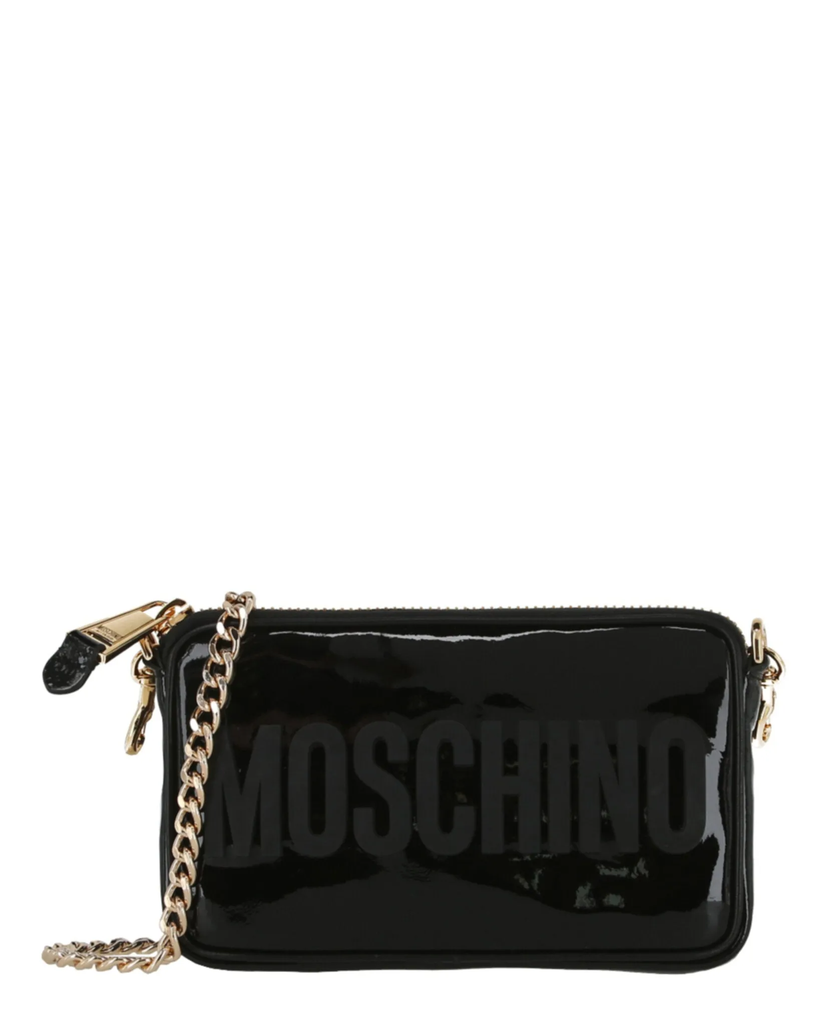 Moschino Patent Leather Logo Shoulder Bag