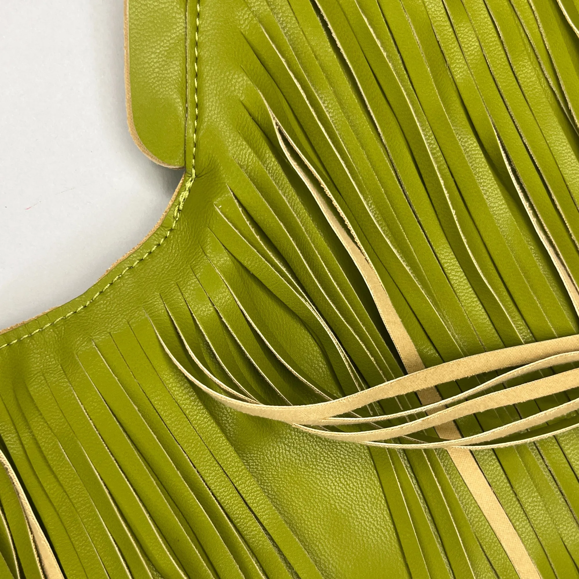 Moss Faux Leather Fringe Sash Bag