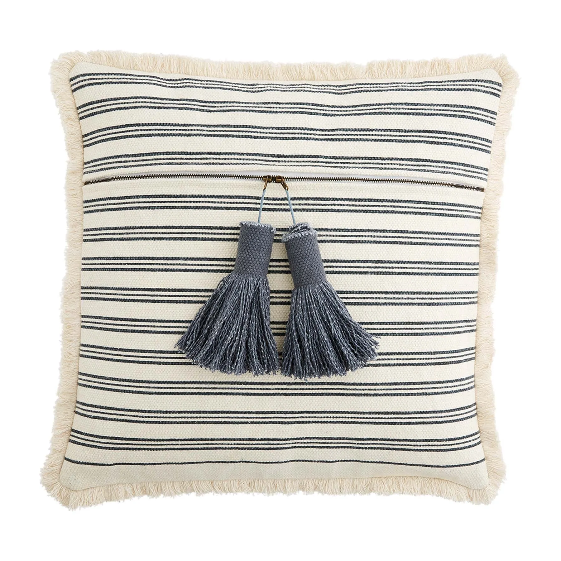 Mud Pie Stripe Tassel Pillow