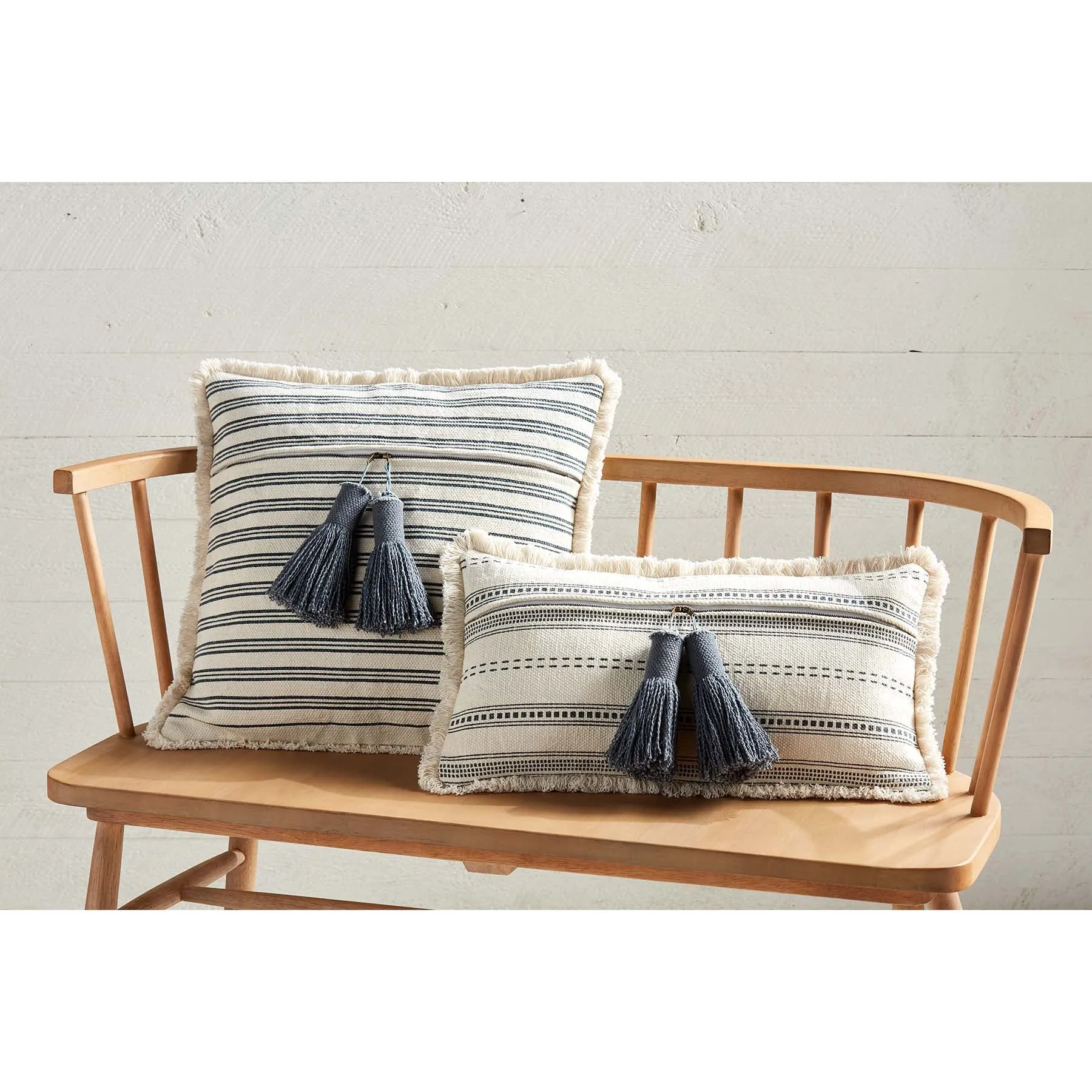 Mud Pie Stripe Tassel Pillow