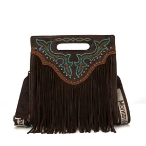 MW1281G-9360  Montana West Fringe Embroidered Concealed Carry Tote/Crossbody - Coffee