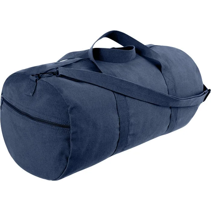 Navy Blue Heavyweight Cotton Canvas Duffle Bag Sports Gym Shoulder & Carry Bag 24"x12"x12"