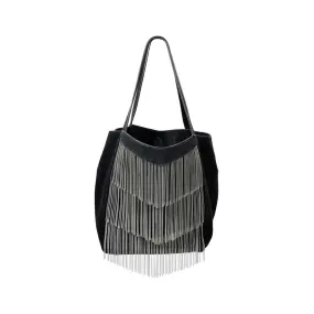 Ninael Italian Suede Fringe Tote