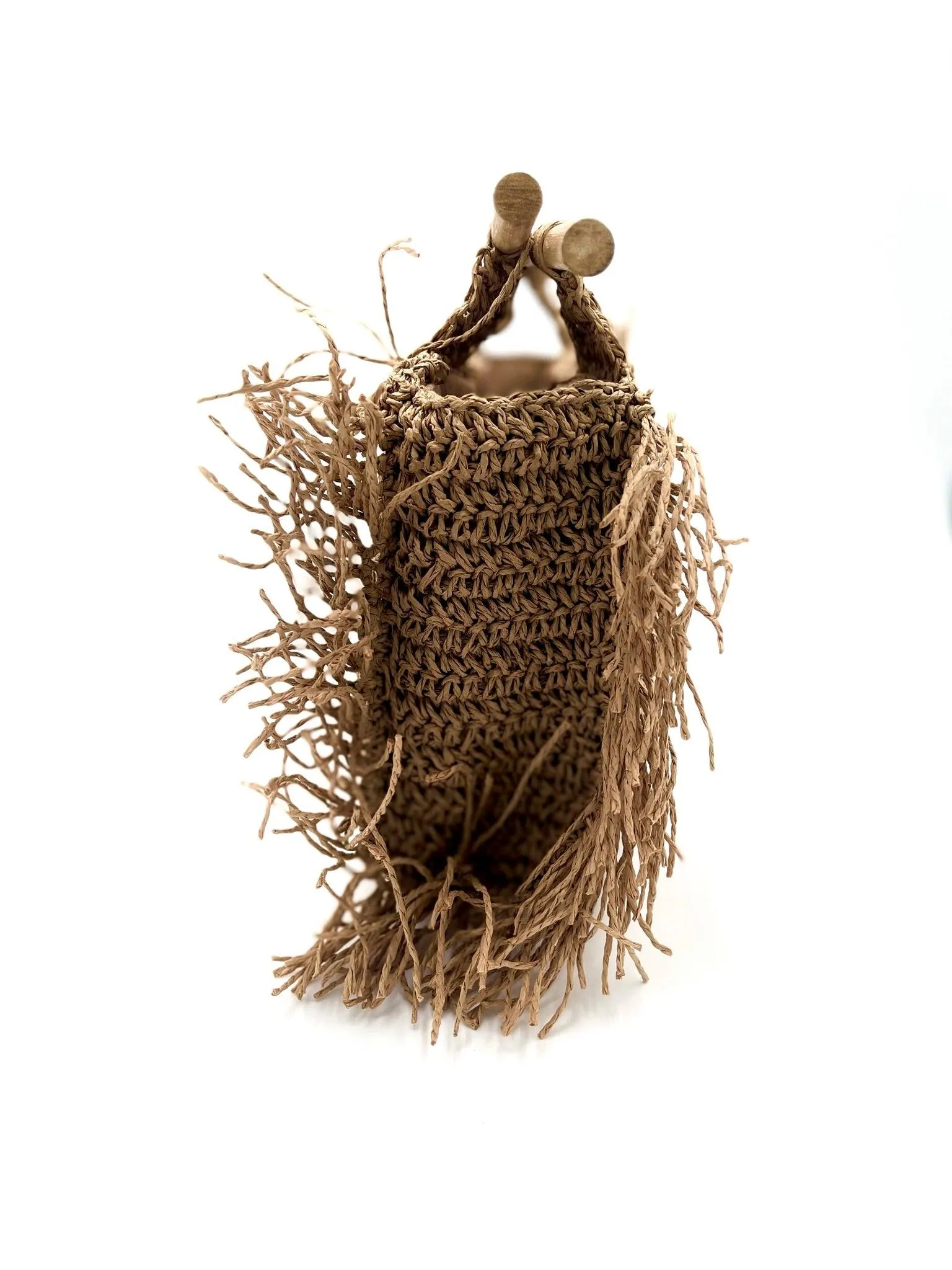 NISA | Handwoven Raffia Hand Bag with Wooden Handles