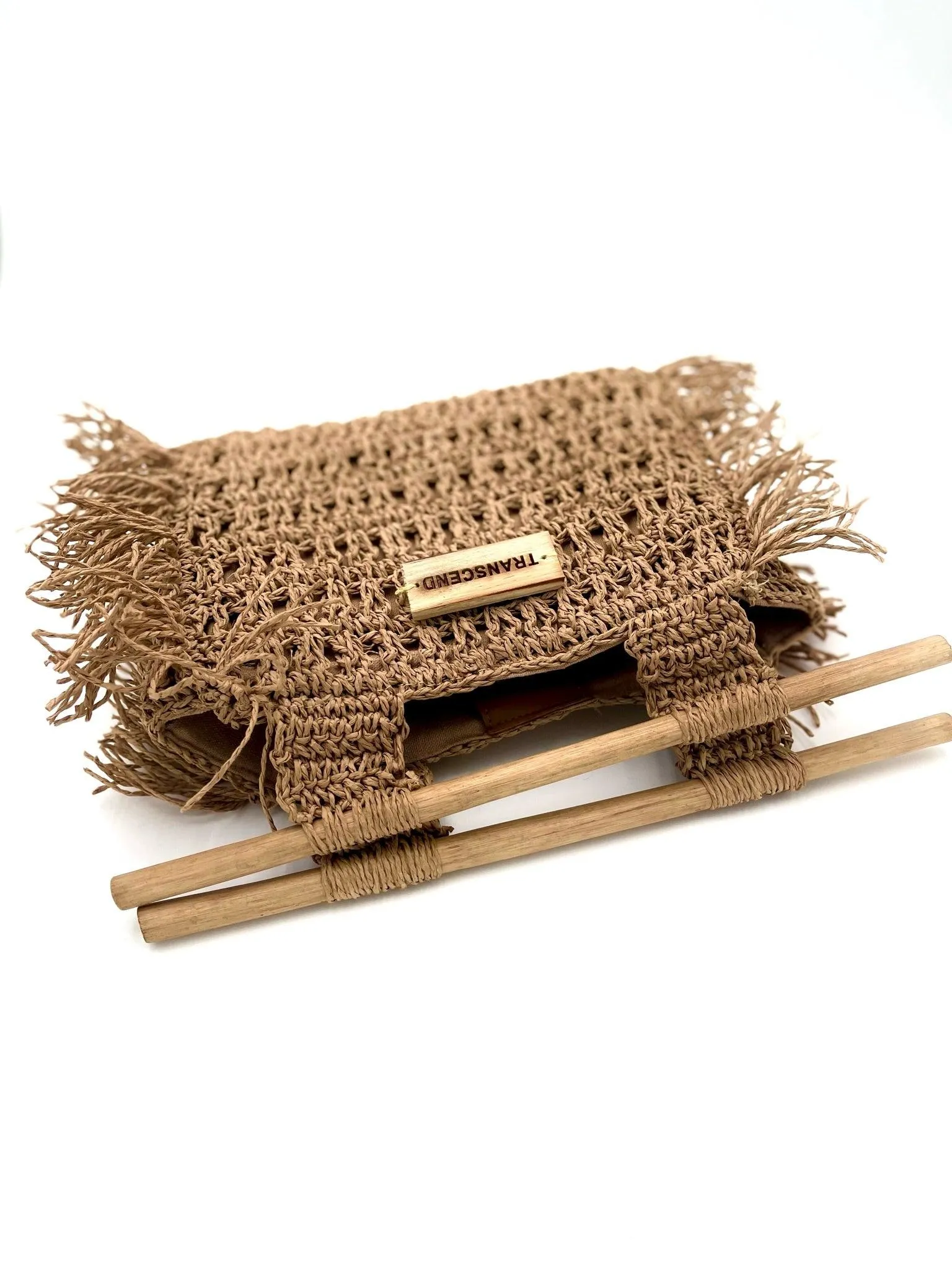 NISA | Handwoven Raffia Hand Bag with Wooden Handles