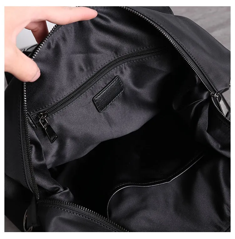 Nylon Leather Travel Purses Womens Large Black Nylon Duffle Bag Nylon Gym Purse for Ladies