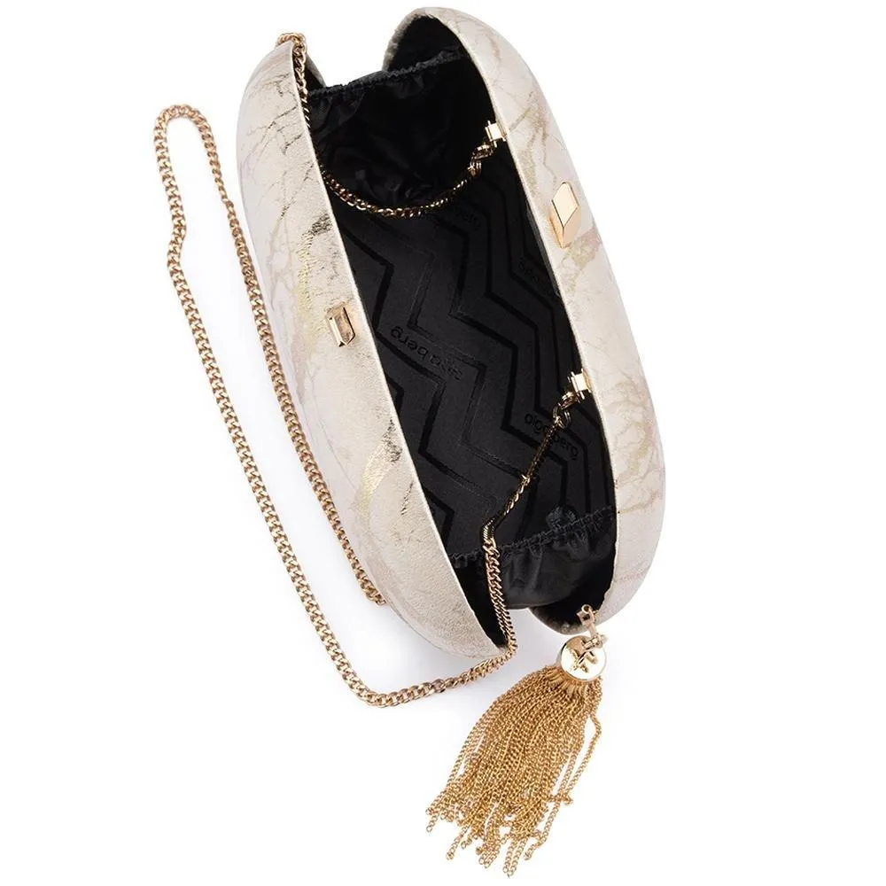 Olga Berg Metalic Clutch With Tassel