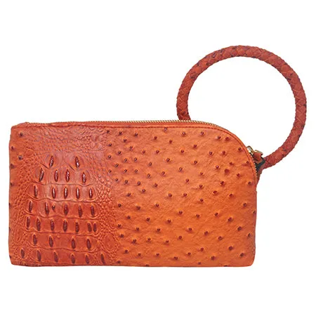 Orange NGIL Textured Fashion Faux Leather Mini Purse With Fringe Tassel