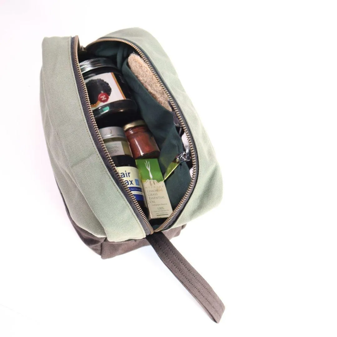 Oryx Canvas Dopp Kit - Brown/ Toiletry / Travel / Artist Kit Bag - Sustainable, Crafted in India