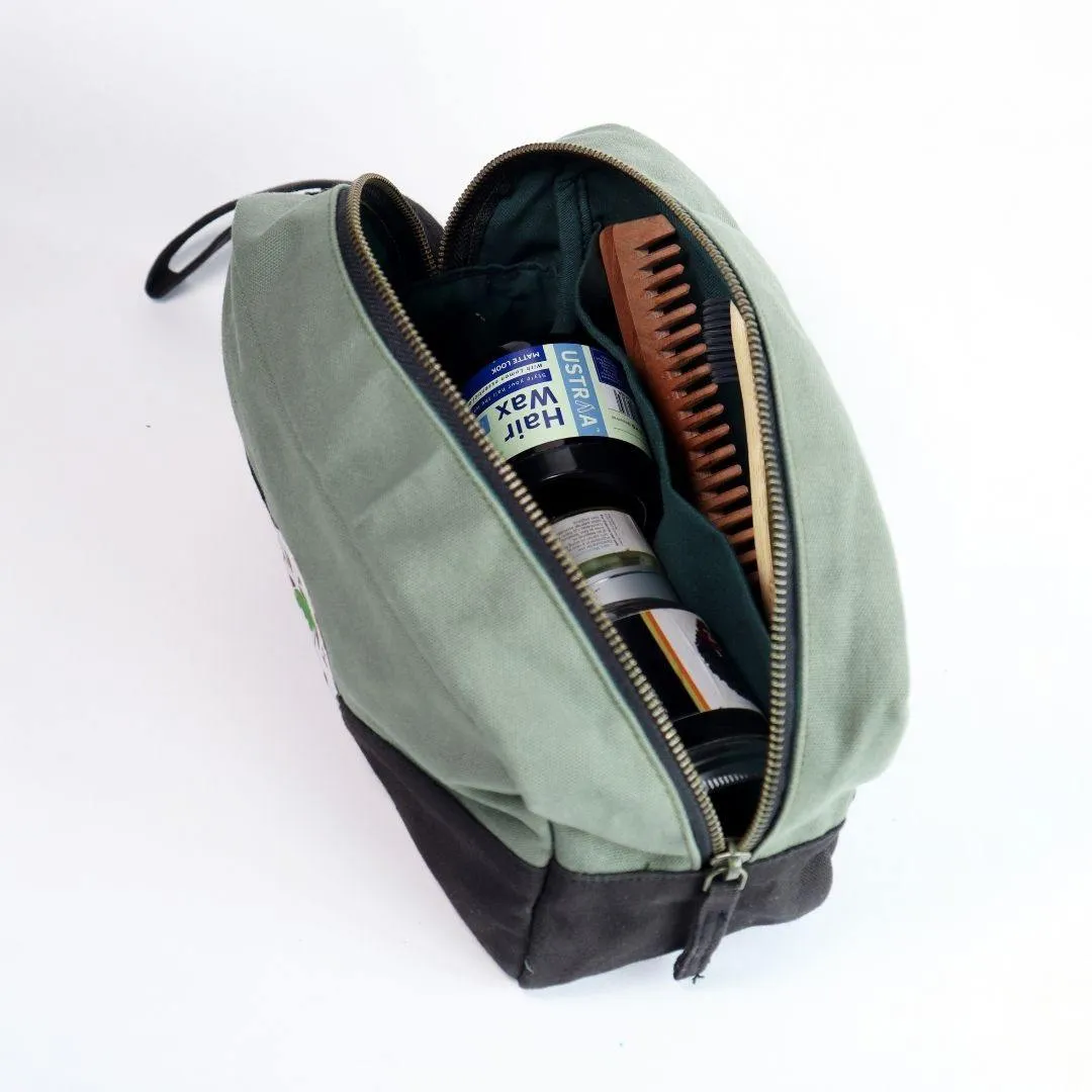 Oryx Canvas Dopp Kit - Brown/ Toiletry / Travel / Artist Kit Bag - Sustainable, Crafted in India