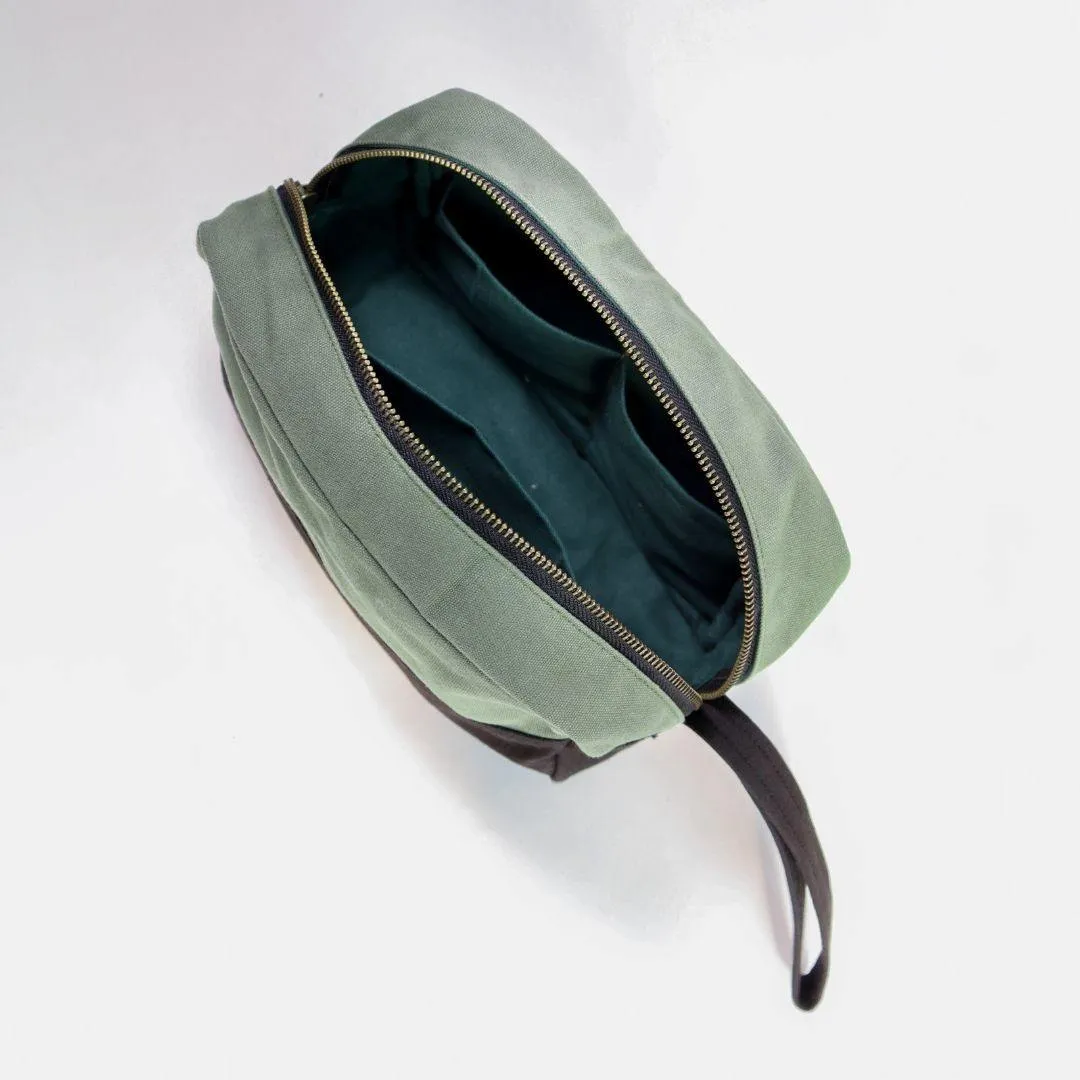 Oryx Canvas Dopp Kit - Brown/ Toiletry / Travel / Artist Kit Bag - Sustainable, Crafted in India