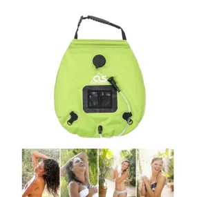 Outdoor Bathing Bag Self-driving Camping Solar Hot Water Bottle 20L Water Storage Bag(Grass Green)