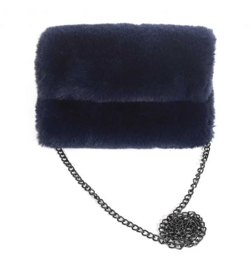 Park Lane BAG19 Faux Fur Crossbody Bag With Chain Strap (4 Colours)