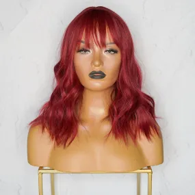 PERI Burgundy Red Bob Fringe Wig